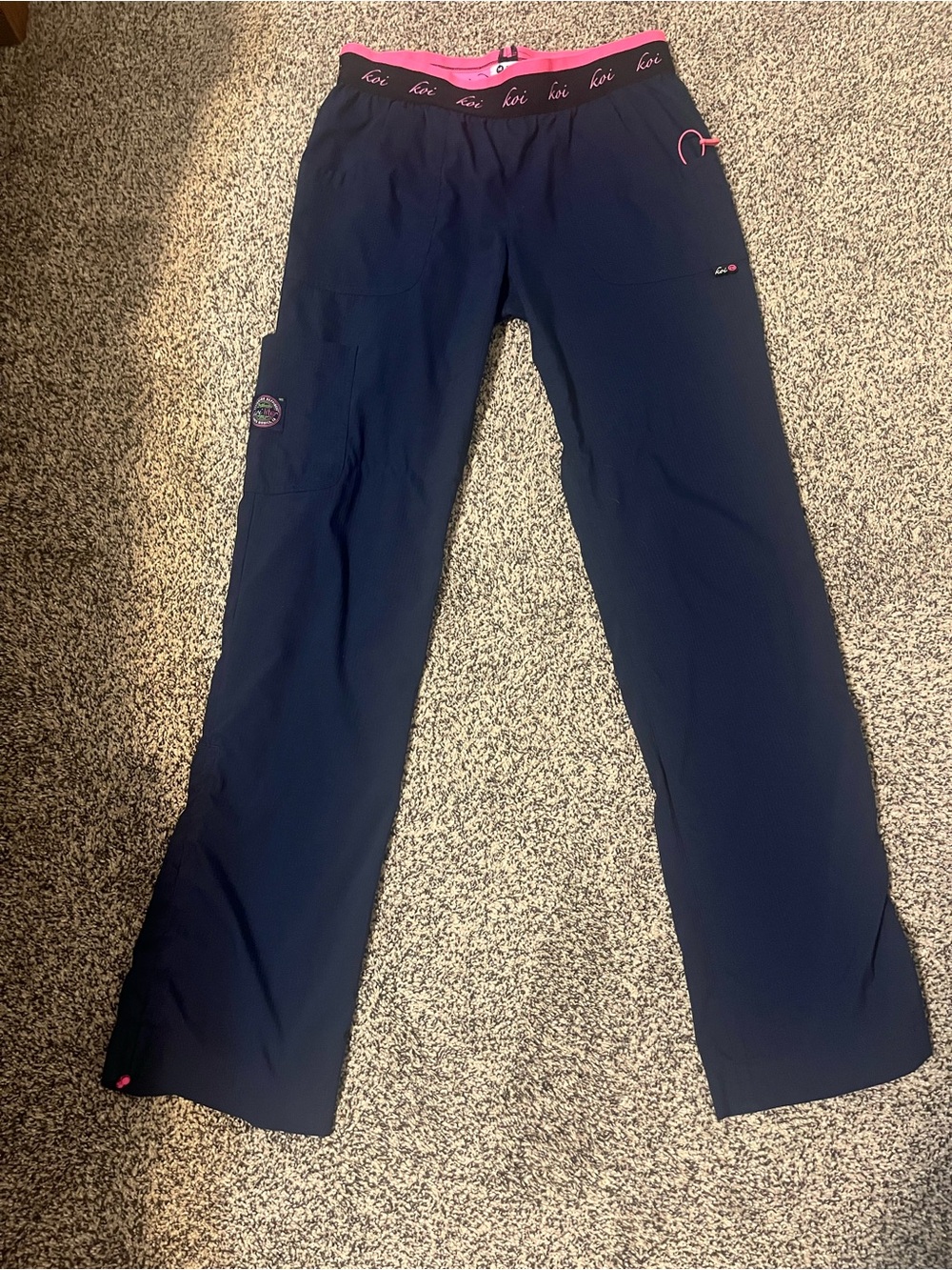 Koi Women’s Stretch Scrub Pants with Pink Trim